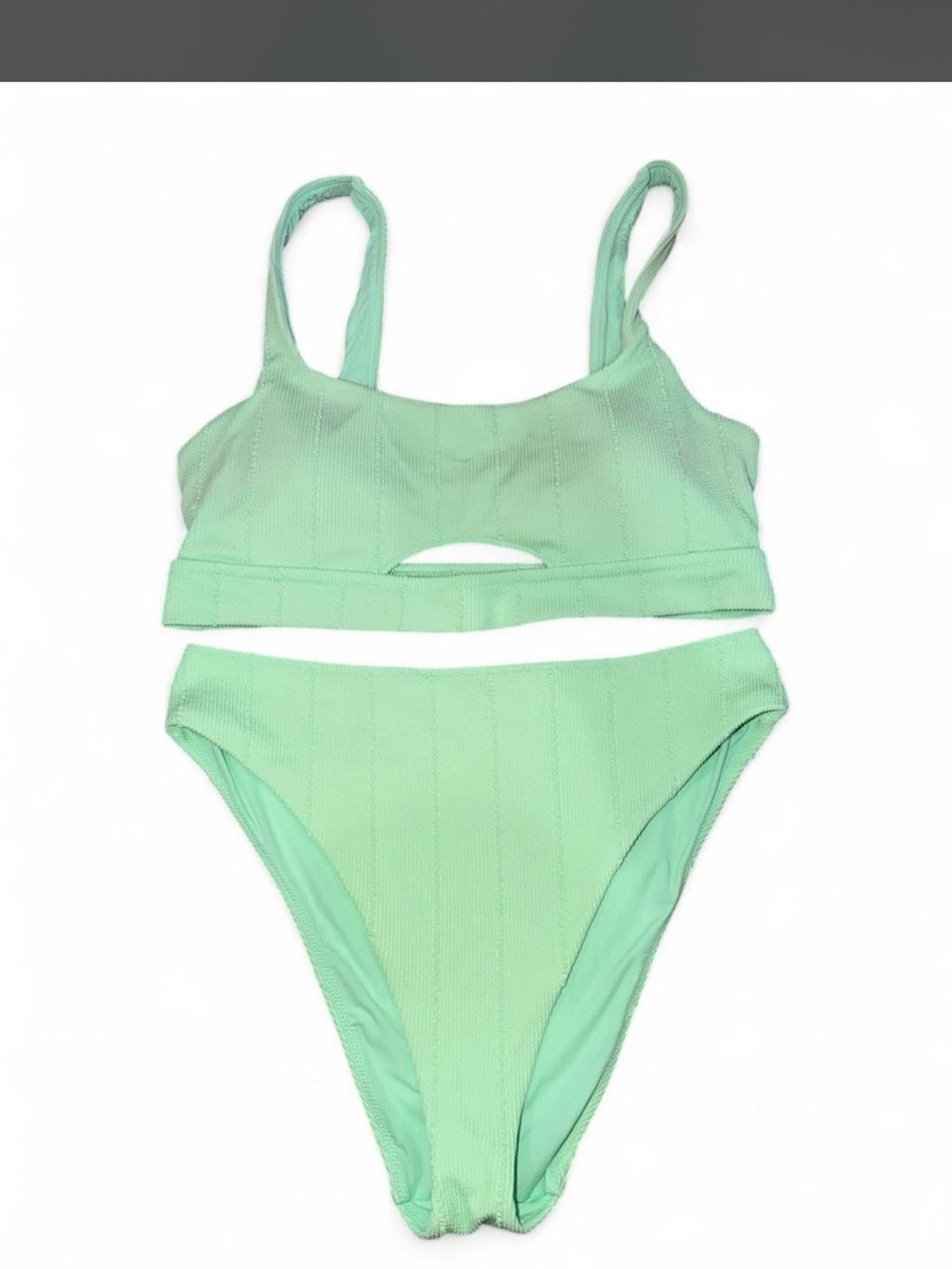 aerie Mint Ribbed High-Cut Bikini Bottom
